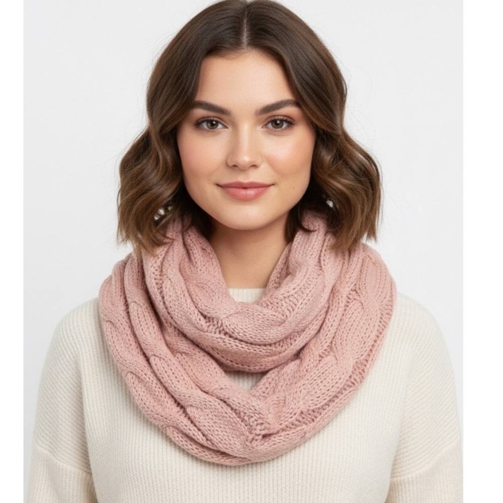C.C. Exclusives Knit‎ Infinity Scarf | Indi Pink Soft Cable Knit Loop Scarf